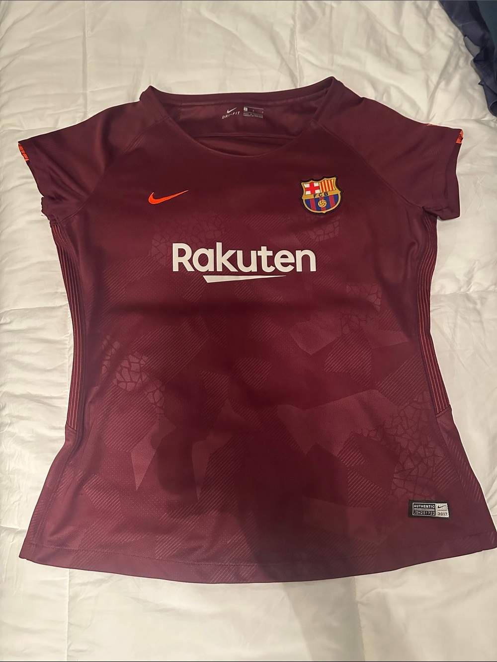 Nike Women's Barcelona FC Maroon Jersey with Orange Accents